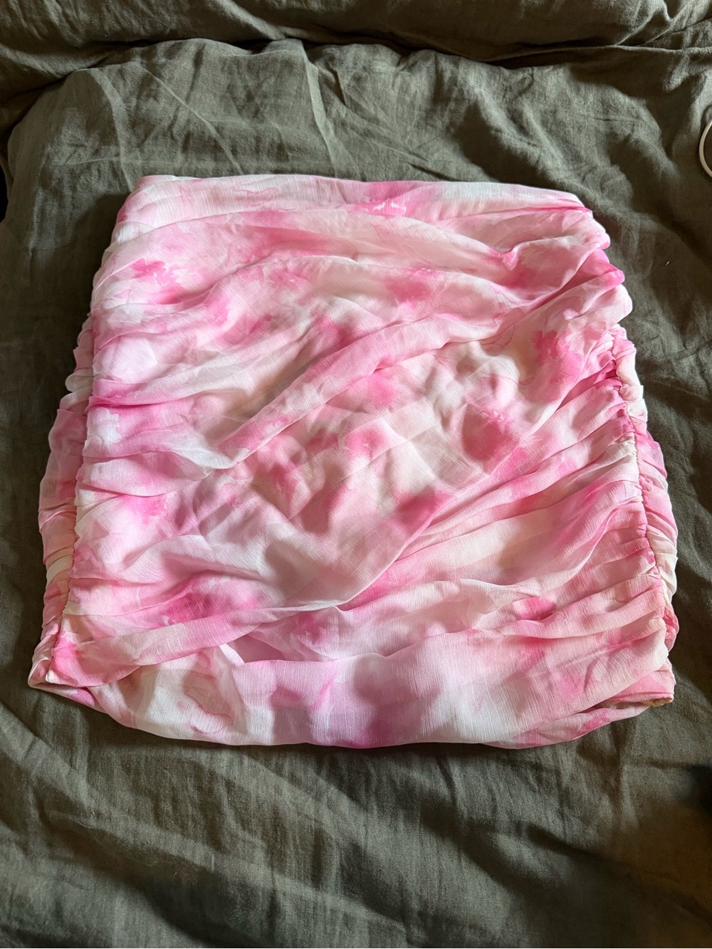 Aqua Pink Tie-Dye Ruched Skirt